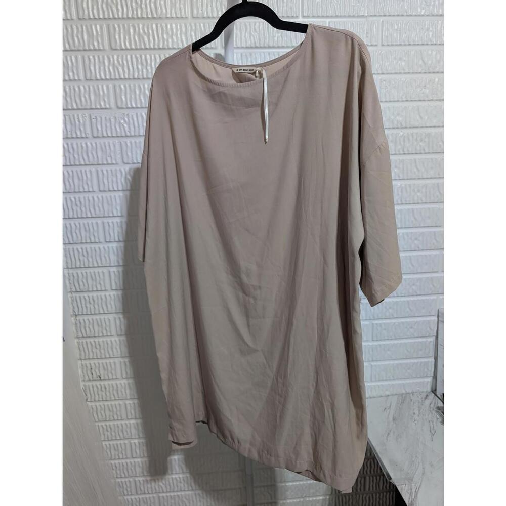My Bear Mood Rare Russian Designer Beige Oversized Women's Silky Touch Shirt OS